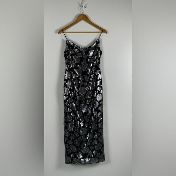 Club Monaco Silk Jacquard Slip Midi Dress Size 0 - Picture 6 of 12